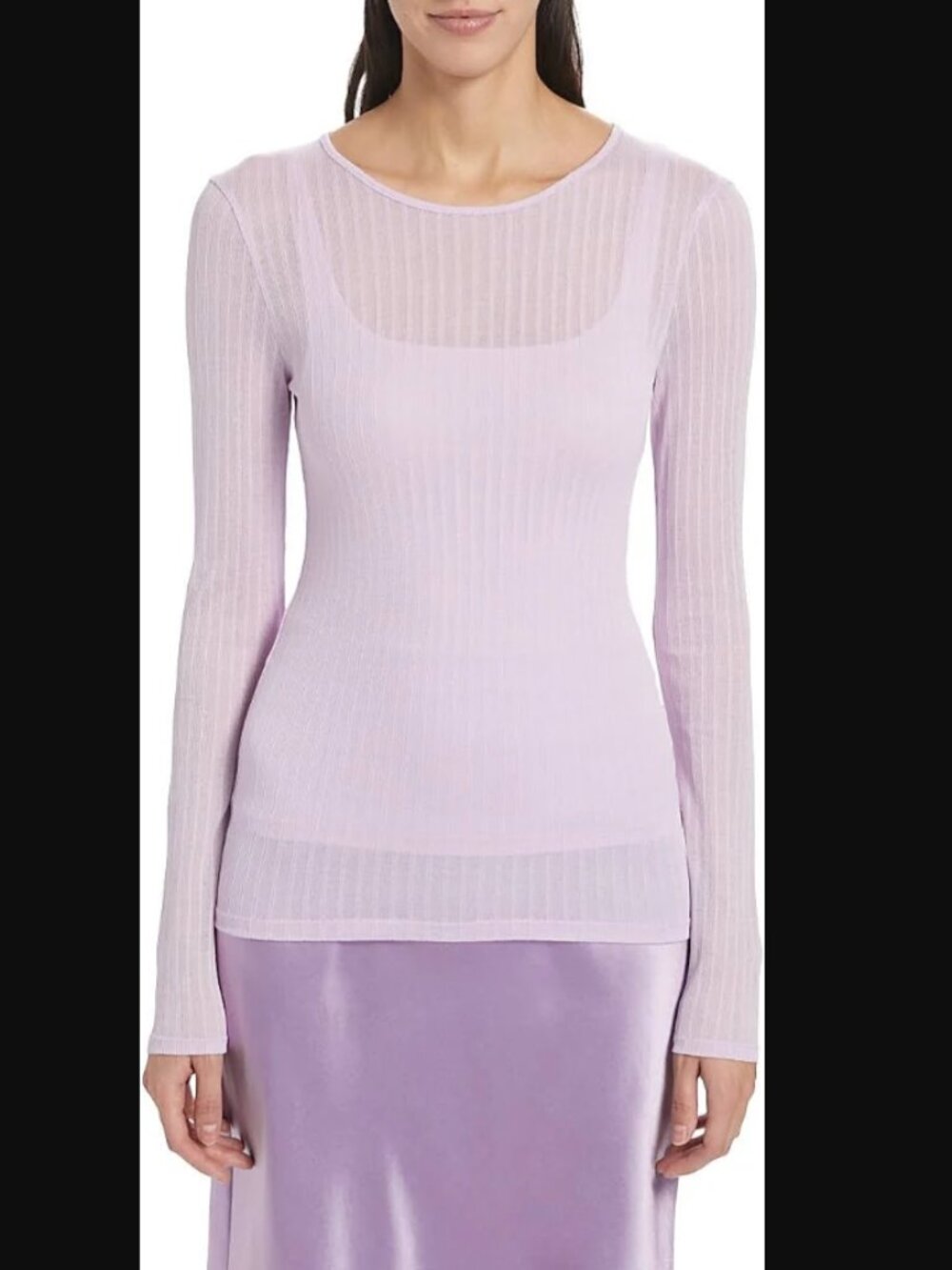 Vince Sheer long sleeve crew neck top shirt purple sheer layered
